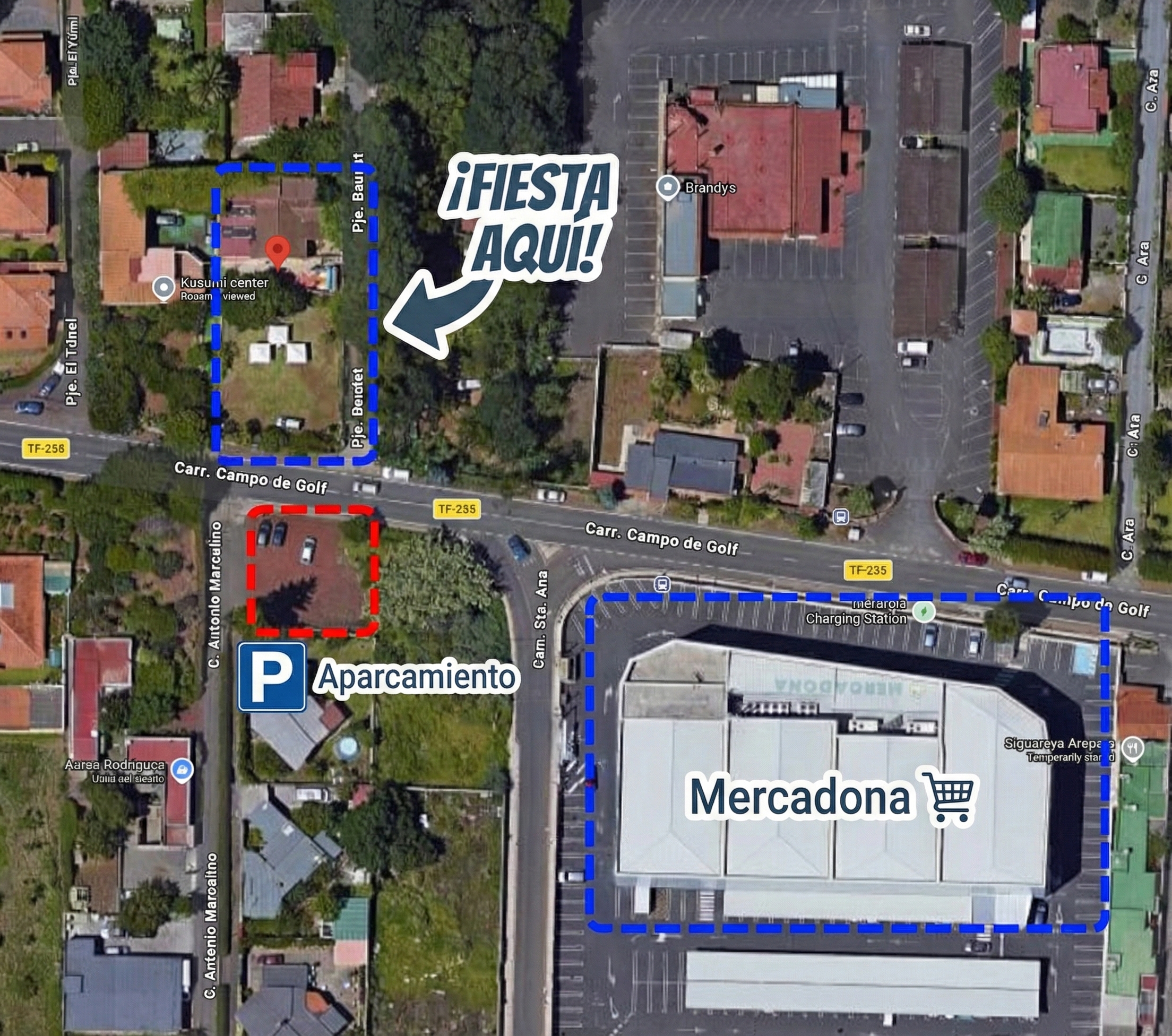 Mapa con la ubicación de la fiesta